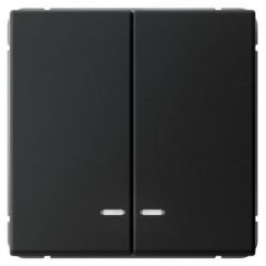 Выключатель Систем Электрик (Schneider Electric) 2-клавиши ArtGallery (схема 5а) 10AX с подсветкой быстрозажимный клеммы механизм карбон GAL001053S, скрытая установка, черный