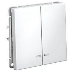 Выключатель Систем Электрик (Schneider Electric) 2-клавиши ArtGallery (схема 5а) 10AX с подсветкой механизм белый GAL000153, скрытая установка, белый