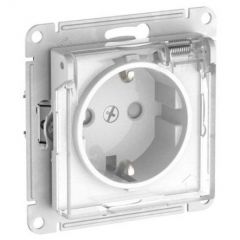 Розетка Систем Электрик (Schneider Electric) AtlasDesign Aqua 16 А IP44 с заземлением, шторками и прозрачной крышкой, белая, ATN440146S
