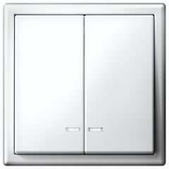 Выключатель Систем Электрик (Schneider Electric) 2-клавиши ArtGallery (схема 5а) 10AX с подсветкой механизм лотос GAL001353, скрытая установка, белый