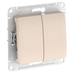Выключатель Систем Электрик (Schneider Electric) 2-клавиши Glossa GSL000251S бежевый, скрытая установка, 10AX