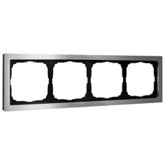 Рамка Систем Электрик (Schneider Electric) 4-м ArtGallery Pure металлическая алюминий GAL312104 для электроустановочных устройств матовая