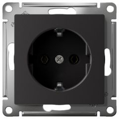 Розетка Систем Электрик (Schneider Electric) AtlasDesign 16 А с заземлением карбон ATN001043S, скрытая установка, черная, матовая