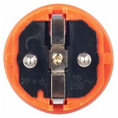 Вилка прямая ИЕК (IEK) OMEGA ВБп3-1-0м IP44 каучук оранжевая, SCHUKO, 16 А, PKR01-016-2-K09