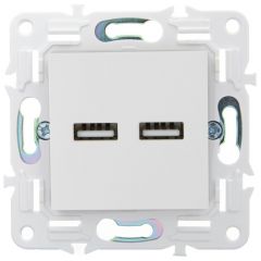 Розетка ИЕК (IEK) USB A+A 3.1 А SKANDY SK-R15W арктический белый, скрытая установка
