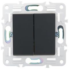 Выключатель проходной ИЕК (IEK) 2-клавиши SKANDY SK-V05G графит, 10 А, 230 В, скрытая установка