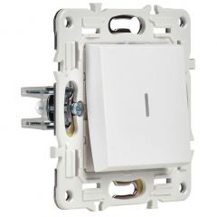 Выключатель проходной ИЕК (IEK) 1-клавиша SKANDY SK-V08W белый, 10 А, 230 В, с индикацией арктический белый, скрытая установка