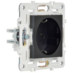 Розетка ИЕК (IEK) SKANDY 16 А с заземлением и защитными шторками SK-R14-16-1-K02 черная, скрытая установка