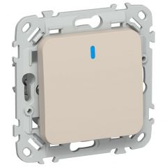 Выключатель проходной ИЕК (IEK) 1-клавиша СП FLITE ВС61-1-1-ФлЛ 10 А с индикацией механизм льняной FI-V12-1-10-1-K88