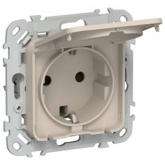 Розетка ИЕК (IEK) СП FLITE РСшкр11-1-44-ФлЛ 16 А IP44 с заземлением, шторками и крышкой