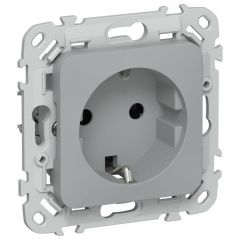 Розетка ИЕК (IEK) СП FLITE РС11-1-ФлС 16 А с заземлением FI-R11-16-1-K03, серый, скрытая установка