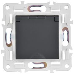 Розетка ИЕК (IEK) 1-м SKANDY 16 А IP44 с заземлением защитные шторки и крышкой SK-R16-16-44-K53 графит