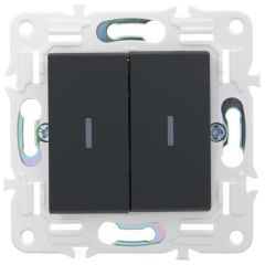 Выключатель проходной ИЕК (IEK) 2-клавиши SKANDY SK-V10G графит SK-V22-1-10-K53, 10 А, 230 В, скрытая установка