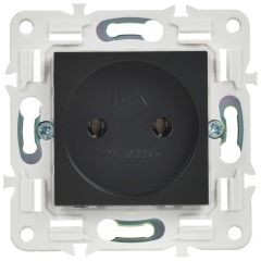 Розетка ИЕК (IEK) SKANDY 10 А без заземления без защитных шторок SK-R02Bl чёрная SK-R10-10-K02