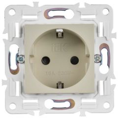 Розетка ИЕК (IEK) SKANDY 16 А с заземлением и защитными шторками SK-R04B SK-R14-16-K10 бежевый, скрытая установка