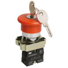 Кнопка управления Грибок ИЭК LAY5-BS142 d22мм 1НЗ 240В с ключом красный KARAT IEK BBG50-LAY5-K04