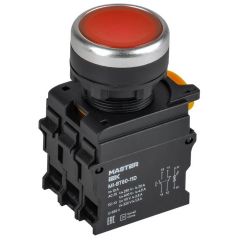 Кнопка ИЭК d22мм 1НО+1НЗ MASTER с подсветкой красный IEK MI-BT60-11D-3-12-K04