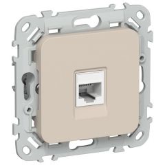 Розетка компьютерная ИЭК СП FLITE РК5е-1-0-ФлЛ RJ45 кат.5E UTP механизм льняной IEK FI-K12-1-K88