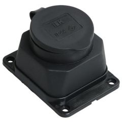 Розетка ИЕК (IEK) 1-м OMEGA РБ13-1-0м IP44 настенная с заземлением и защитной крышкой, каучук черная