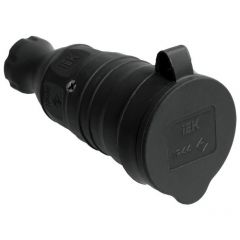 Розетка переносная ИЕК (IEK) OMEGA PKR21-016-2-K02 кабельная для удлинителя IP44 с защитной крышкой, черная