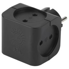 Разветвитель Эра (Era) 4-местный без заземления 16 А IP20 SP-4-B черный Б0008207