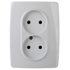 Розетка Эра (Era) 12 12-2107-01 16 А IP20 2х2P белая, без заземления