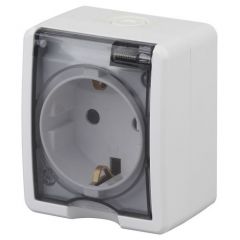Розетка штепсельная Эра (Era) Эксперт 11-2401-01 16 А IP54 2P+E белая, открытой установки