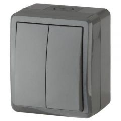 Выключатель Эра (Era) 2-клавиши Эксперт 11-1404-03 серый IP54 10 А 250 В 10AX