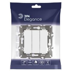 Выключатель Эра (Era) 3-клавишный СП Elegance 14-1107-01 белый, 10 А, IP20, 250 В, механизм скрытой установки