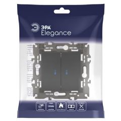 Выключатель Эра (Era) 2-клавишный СП Elegance 14-1105-05 антрацит, 10 А, IP20, 250 В, с подсветкой, механизм скрытой установки