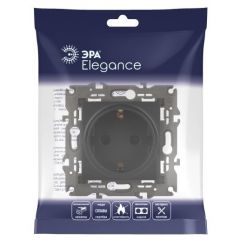 Розетка Эра (Era) 1-м СП Elegance 14-2101-05 16 А IP20 антрацит, 250 В, Schuko, 2P+E, с заземлением