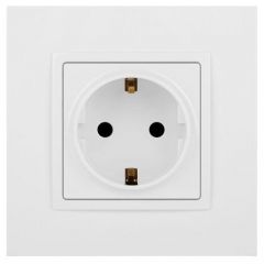 Розетка Эра (Era) 1-м СП Elegance 14-2102-01 16 А IP20 250 В Schuko 2P+E защитные шторки белая, Б0034272