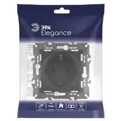 Розетка Эра (Era) 1-м СП Elegance 14-2102-05 16 А IP20 антрацит, 250 В, Schuko, 2P+E, с заземлением, матовая