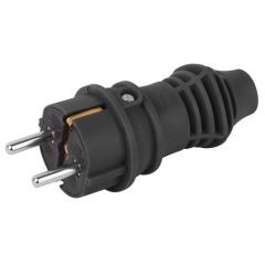 Вилка прямая Эра (Era) VX13-B-IP44 16 А IP44 с заземлением каучук черная Б0069321