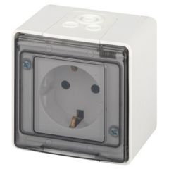 Розетка Эра (Era) Эксперт 11-2501-01 2P+E IP55 16 А 250 В ОУ белая, открытой установки