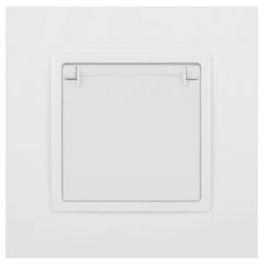 Розетка Эра (Era) Elegance 14-2103-01М 16 А 250 В Schuko с защитными шторками и крышкой белая матовая, скрытая установка