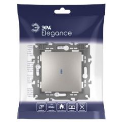 Выключатель Эра (Era) Elegance 14-1102-16 250 В 10АХ с подсветкой титан, скрытой установки