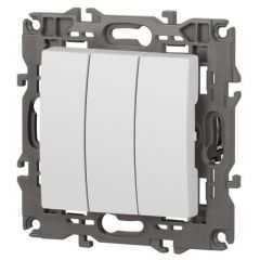 Выключатель Эра (Era) 3-клавиши Elegance 14-1107-01М 250 В 10АХ матовый белый, скрытая установка