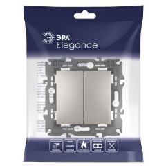 Переключатель Эра (Era) 2-клавиши Elegance 14-1106-16 250 В 10АХ титан, скрытая установка