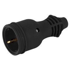 Розетка Эра (Era) RX11-B-IP44 16 А IP44 прямая с заземлением каучук черная Б0069325