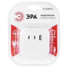 Разветвитель Эра (Era) SP-4-3USBAC-W 4 розетки + 3 USB A+C со шторками 10 А белый