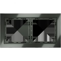 Рамка стеклянная Voltum S70 на 2 поста, (титан, стекло) VLS110206