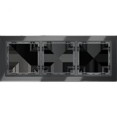 Рамка стеклянная Voltum S70 на 3 поста, (графит, стекло) VLS110307