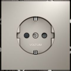 Розетка встраиваемая Voltum S70 с заземлением и защитными шторками, 16А, (кашемир) VLS040203