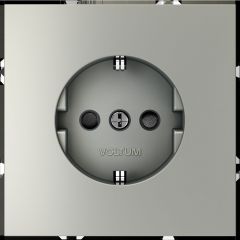 Розетка встраиваемая Voltum S70 с заземлением и защитными шторками, 16А, (сталь) VLS040205