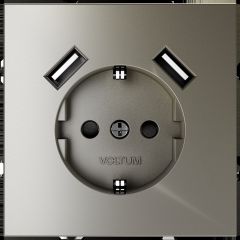 Розетка встраиваемая Voltum S70 с заземлением и защитными шторками, 16А, с USB, A+A, (шелк) VLS040404