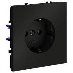 Розетка Вольтум (Voltum) 1-м СП S70 16 А с заземлением VLS040108 черная матовая, SCHUKO