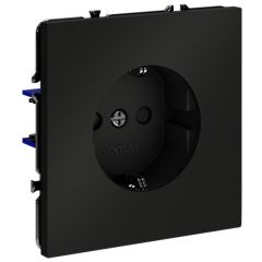 Розетка Вольтум (Voltum) 1-м СП S70 16 А с заземлением VLS040208 черная матовая, SCHUKO, IP30