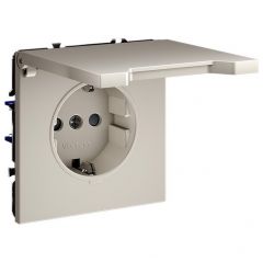 Розетка Вольтум (Voltum) 1-м СП S70 16 А с заземлением VLS040303 кашемир, SCHUKO, с крышкой и защитными шторками