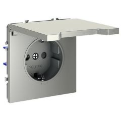 Розетка Вольтум (Voltum) 1-м СП S70 16 А с заземлением защитные шторки + крышка механизм сталь VLS040305, SCHUKO